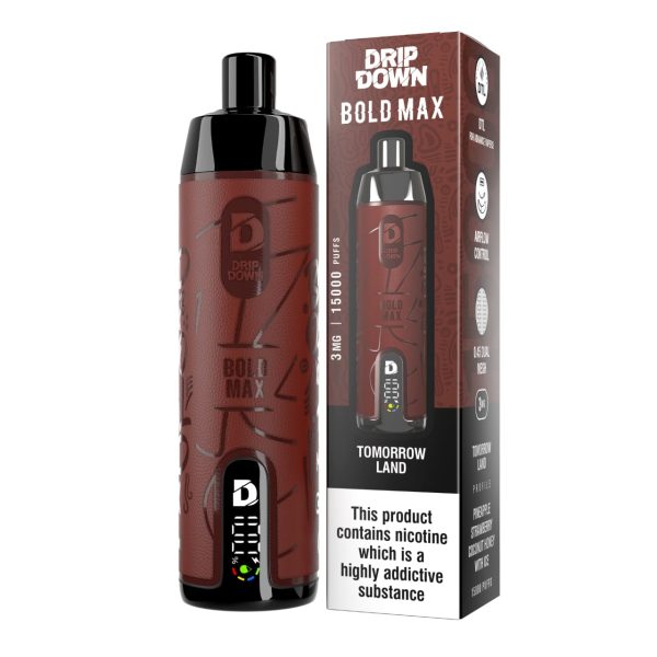 Drip Down Bold Max Original Disposable Vape 15000 Puffs 3mg | Rechargeable | Premium Display With Sleek Design